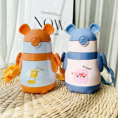 300ml Baby Animal Feeding Cup Stainless Steel Milk Thermos for Children Insulated hot water Bottle leak-poof thermal Cup