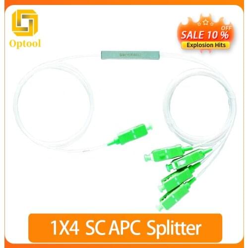 5pcs/Lot 1x4 High Quality PLC SC/APC SM 0.9mm Steel Tube FTTH Fiber Optic PLC Splitter 1m SC APC Connector 1:4 Connector