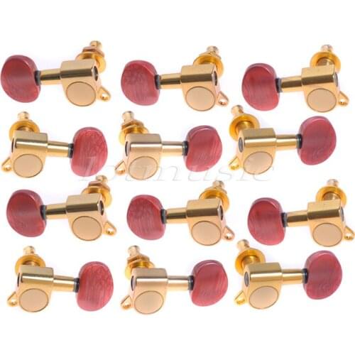 6L6R Acoustic Guitar Gold Enclosed Machine Head w/RED Plastic Buttons