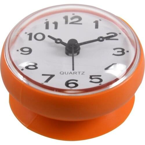 7cm Waterproof Kitchen Bathroom Shower Clock Suction Cup Sucker Wall Orange