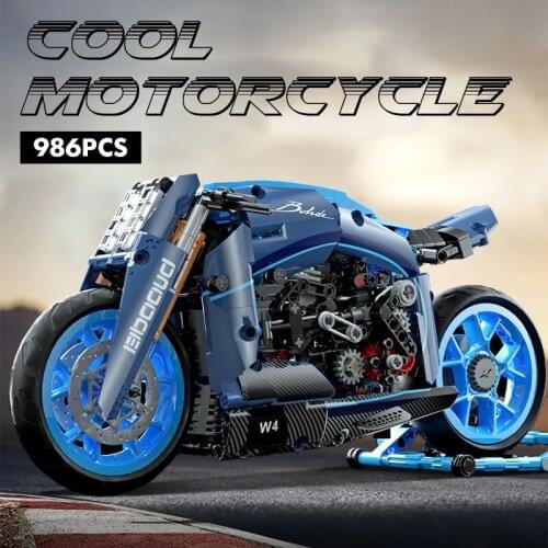 Creator Motorcycle MOC Model Building Blocks High Tech Racing Car Motorbike Vehicle SuperCar Bricks Toys For Kid Gift 986pcs