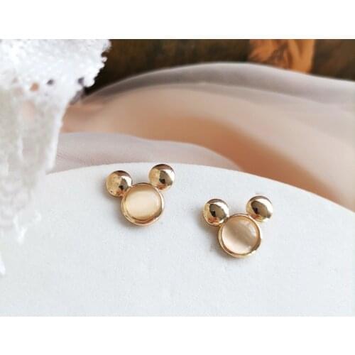 Disney Mickey doll accessories earrings ladies silver full diamond small mouse head earrings small and delicate wild earrings