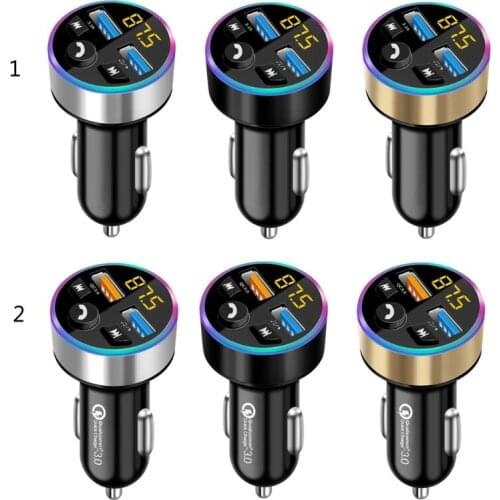 Car Kit MP3 Player Bluetooth-Compatible 5.0 FM Modulator Hands Free Dual Audio USB Charger QC3.0 Quick Charging Support