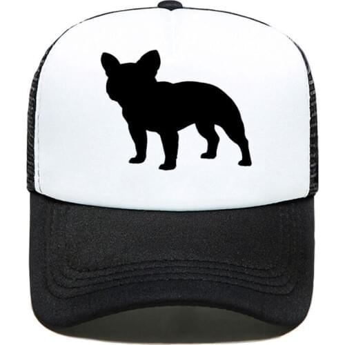French Bulldog Letters Print Baseball Cap Trucker Hat For Women Men Unisex Mesh Adjustable Size Parent-child Hats
