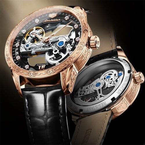 Mens Skeleton Watches Sapphire Mirror Hollow See Through Automatic Men Sport Wristwatches Waterproof Fashion Mechanical Watches