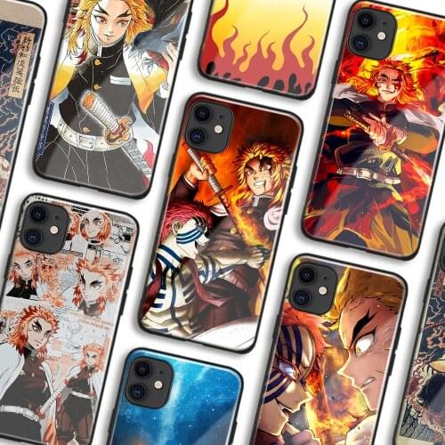 Kyojuro Rengoku Kimetsu No Yaiba Anime Phone Cases For IPhone 11 12 Mini Pro XS Max 6s X XR 6 7 8 Plus SE Soft TPU Glass Cover