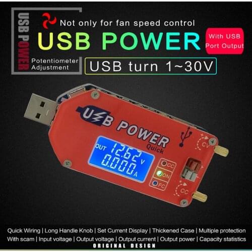 Digital display USB adjustable power module DC 1-30V 15W QC 2.0 3.0 FCP Quick charge laboratory power supply regulador