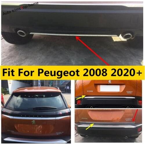 Yimaautotrims Rear Tail Trunk / Door / Bumper / Decoration Strip Stainless Steel Cover Trim Exterior For Peugeot 2008 2020 2021