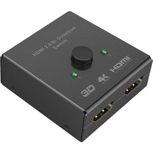 HDMI Switcher 2 Ports Bi-direction Manual Switch 2 x 1/1 x 2 HDMI Hub-HDCP Passthrough-Supports Ultra HD 4K 3D 1080P