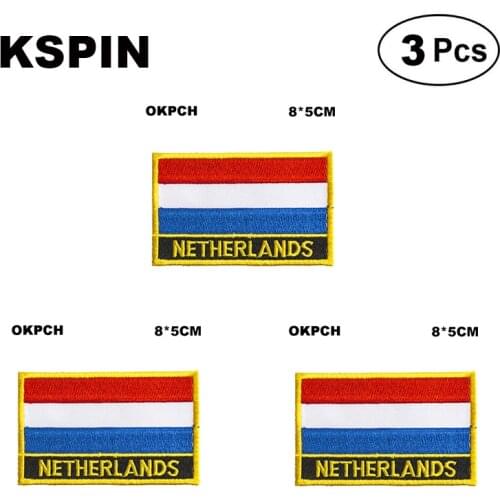 Netherlands Rectangular Shape Flag patches embroidered flag patches national flag patches for clothing DIY Decoration