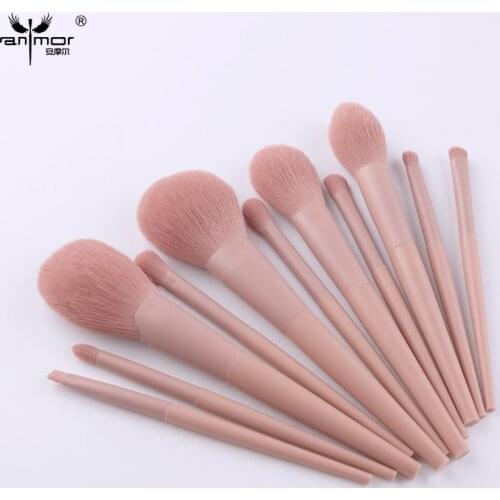 ANMOR 11/13Pcs Makeup Brushes Set Synthetic Powder Blush Fan Brush Eyeshadow Blending Brush Shading Eyebrow Contour Make Up Tool