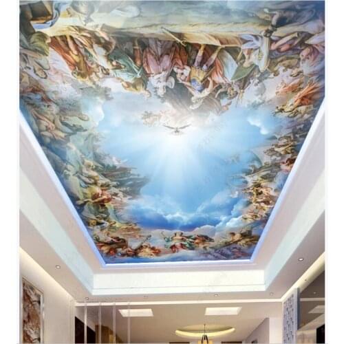 3d ceiling murals wallpaper custom mural photo Gods Gospel Blue sky and white clouds 3d wall murals wallpaper for living room