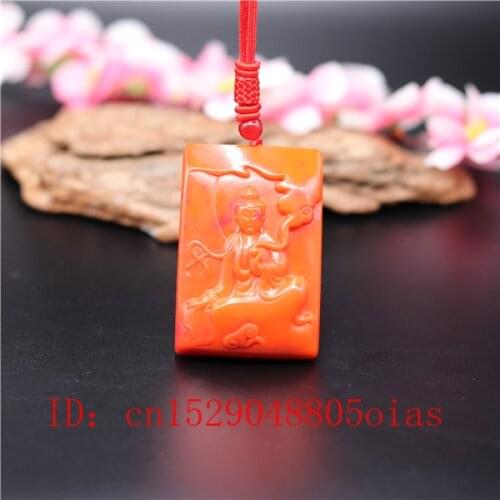 Natural Red Hetian Jade Stone Guanyin Pendant High-grade Necklace Chinese Jadeite Jewelry Charm Amulet Carved Gifts for Women