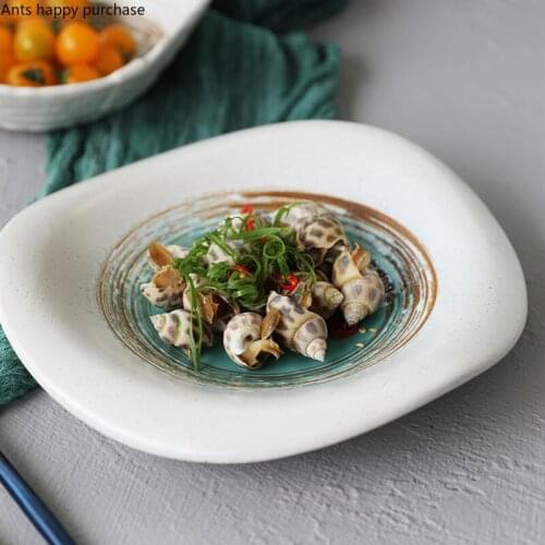 Irregular Dinner Plate Ceramic Plate Western Dishes Steak Dish Home Decorative Plates Soup Bowl Fruit Tray Salad Bowl Snack Tray
