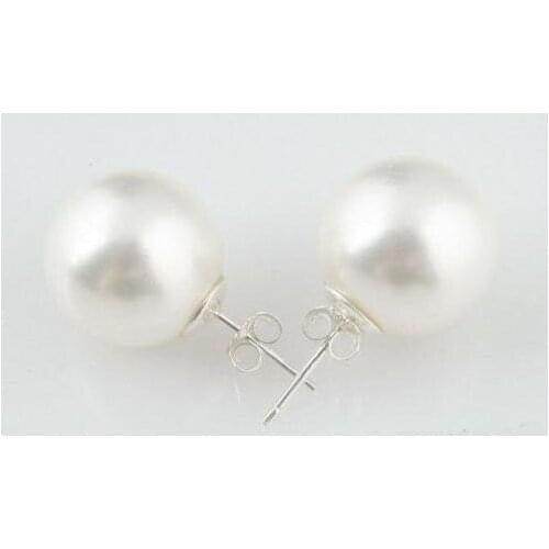 New Arrival Favorite Pearl White Color Sea Shell Pearls Round Earrings S925 Sterling Silver Stud Fine Jewelry Nice Women Gift