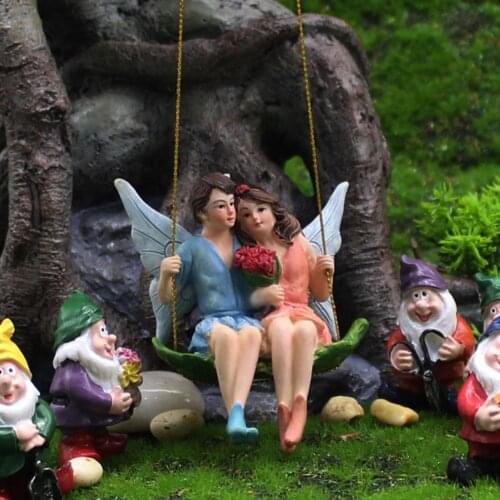 New Style Romantic Flower Fairy Statue Lovely Romantic Resin Delicate Couple Figurines for Garden Home Bedroom Decor