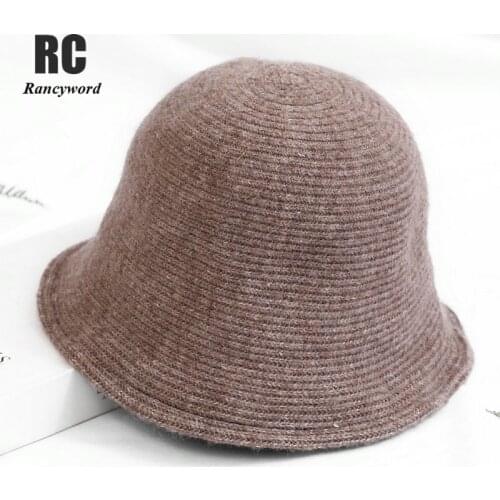 Autumn Thick Cashmere Bucket Hat Korean Solid Color with Warm Ladies Cap Winter Outdoor panama hat fashion Fur Black hip hop ha