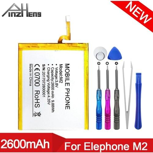 PINZHENG Phone Battery For Elephone M2 Battery Replacement High Quality 2600mAh Back Up Bateria For Elephone M2 Smart Phone