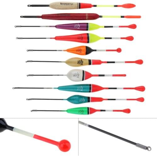 10pcs/lot weihefishing Mixed Size Colorful Fishing Float Balsa Bobber 14.3cm - 20.1cm 1g - 4g for Rock Lakes Reservoir Fishing