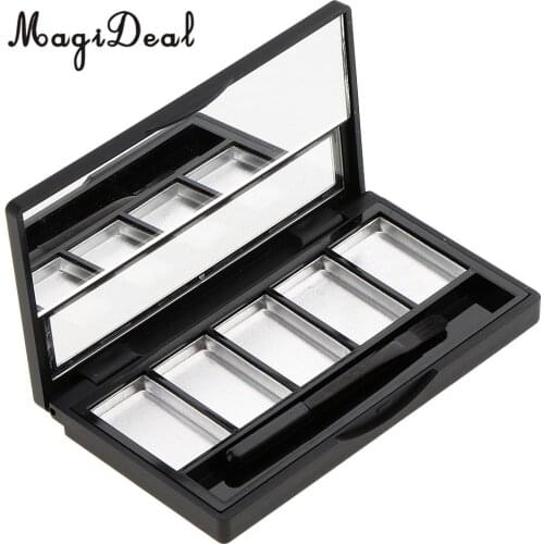MagiDeal Empty Makeup Palette Powder Eyeshadow Blush Lip Gloss DIY Case with Mirror 5 Slots Powder Refill Makeup Palette