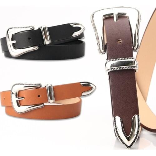 Alloy Buckle Women Belts PU Leather Wild Female Waist Belts Brown Black White Red Girls Pants Jeans Fashion Belt Pasek Damski