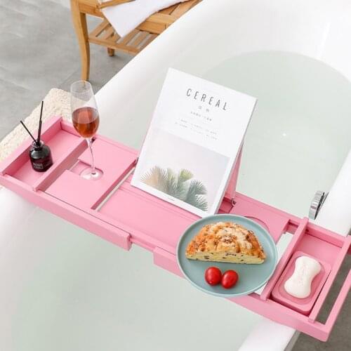 Pink light luxury bathtub rack, European style telescopic bathtub rack, wind bathtub rack, multi-function bath table