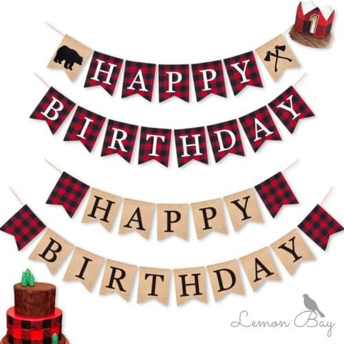 Happy Birthday Birthday Pull Banner Linen Decoration Pull Flag