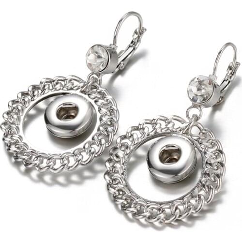 New JA0008 Fashion Simple Charm metal snap earrings fashion pair fit 12mm snap buttons DIY earrings wholesale beauty