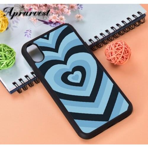 Aprarvest Silicone Rubber Phone Case Cover For iPhone 6 6S 7 8 PLUS X XS XR 11 12 MINI PRO MAX Dark Blue Heart Love