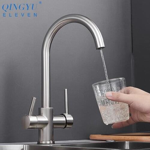 Filter Kitchen Faucet Drinking Water Deck Mount Black Mixer Tap Rotate 360 Degrees Kitchen Sink Mixer Purification Taps