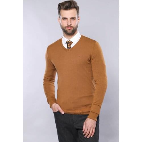 Light Brown V Neck Sweater Wessi