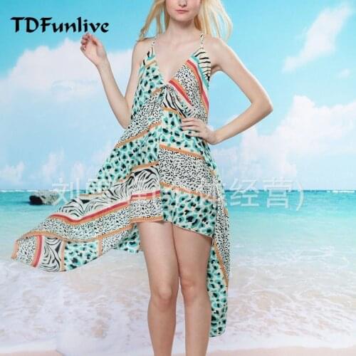 TDFunlive 19styles printed loose sexy dress shawl female thin beach Scarves sexy Bikini cover up swimwear
