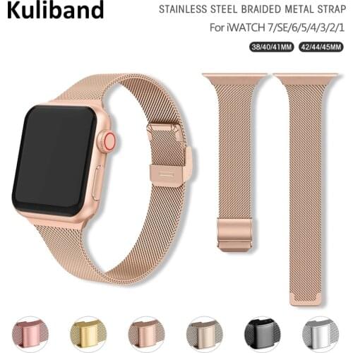 Slim Metal Strap for Apple Watch 6/SE/5/4/3/2/1 38mm 40mm Stainless Steel Watch band for iwatch series SE/6 42MM 44MM Bracelet