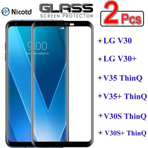 2 Pieces NicoTD Protective Glass on the For LG V30 V35 V30S ThinQ V30 V35 Plus Full Cover Screen Protector Tempered Glass Film