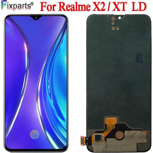 AMOLED Black 6.4 ''For Oppo Realme X2 RMX1991 LCD For Realme XT RMX1921 LCD DIsplay Touch Screen Digitizer Assembly Replacement