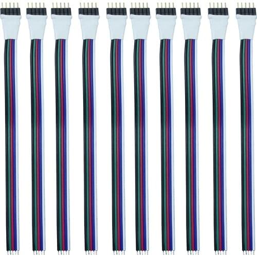 10pcs 12mm 5pin RGBW led strip Connector Male Extend Cable wire Cord for SMD 5050 RGBW / RGBWW Led Strip Light