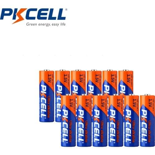 12PCS PKCELL AA Battery Alkaline Batteries LR6 1.5V E91 AM3 MN1500 Dry Battery Primary pilas 2A AA Baterias Bateria Batteries