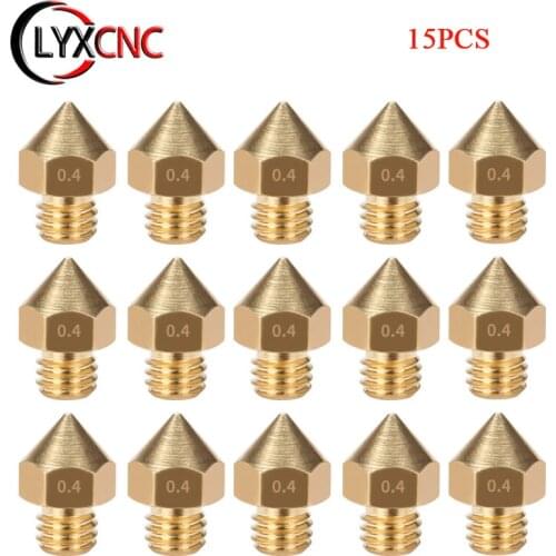 15PCS MK8 Brass Nozzle Accessory 0.4mm For CR-10 For Ender 3 For Anet A8 For Creality CR-10 CR-10S S4 S5 For 3D Printer