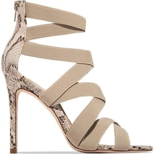 2021 Womens Pumps Fashion Bandage Patchwork Mixed Colors Snake High Heels Casual Shoe 43