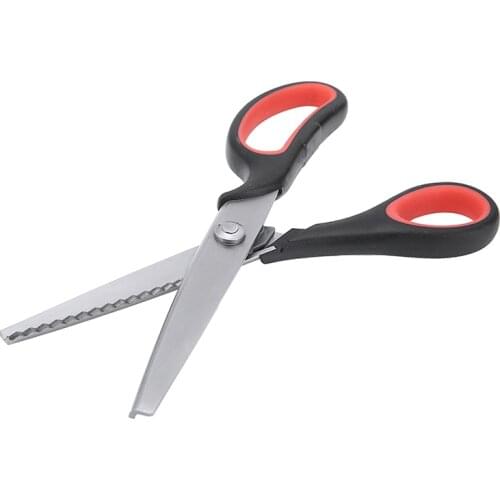 22.5cm Stainless Steel Dressmaking Scissor Serrated Professional Sewing Tailor Zig-Zag Fabric Scissors Household