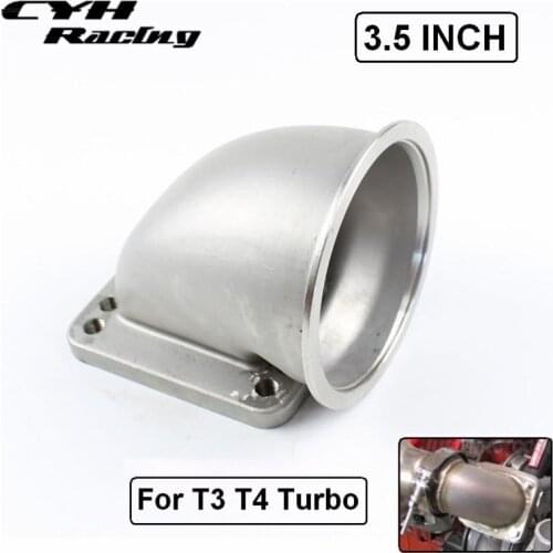3.5" V-band 90 Degree 304 Stainless Steel Cast Flange Adapter Converter For T3 T4 Turbo 3.5 Inch
