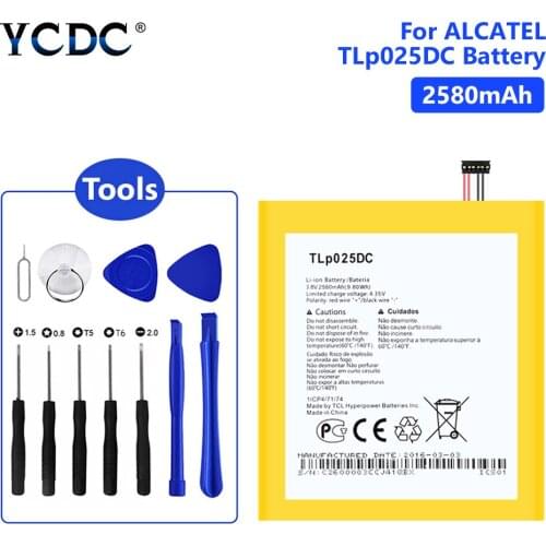 2580mAh TLP025DC Battery For Alcatel OneTouch Pixi 4 6.0 OT-9001A 9001X Lithium Polymer Mobile Phone Batteries Free Tools