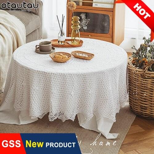 Nordic White Tablecloth Round Cotton Lace Coffee Tea Table Cloth Cover Pure Hand Crochet Wedding Dinning Room Decor Aesthetic