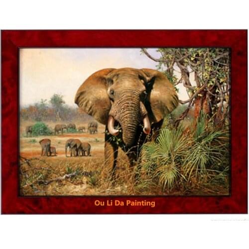 Free shipping classical animal elephant landscape oil painting canvas painting prints on canvas wall art decoration picture