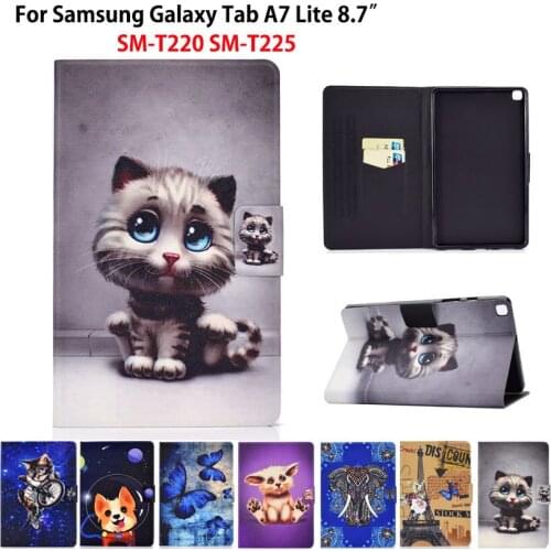 Cover Case For Samsung Galaxy Tab A7 Lite 8.7 SM-T220 SM-T225 T220 T225 Funda Cute Cat Animal Stand Coque Shell +Gift