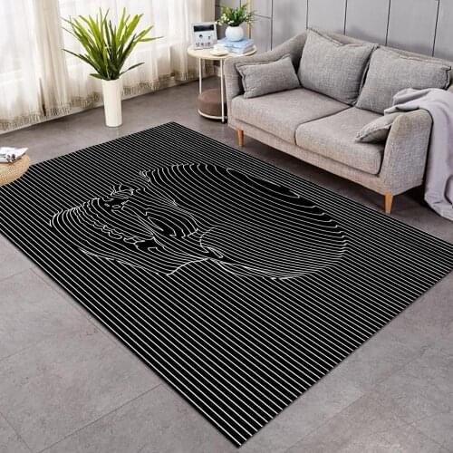 Black Print Carpet for Living Room Modern Rug 3D Large Carpet Rugs For Kids Play Mat Nordic Bedroom Rug