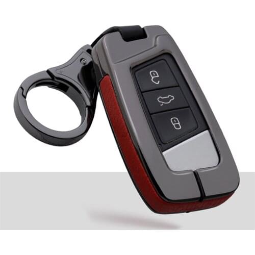 Zinc Alloy Leather Car Key Case Remote Key Cover Shell Fob For Volkswagen VW 2016 2017 Passat B8 Skoda Superb A7 Car Accessories