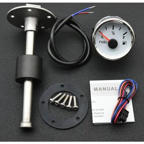 52MM Fuel Level Gauge with Oil Tank Level Indicator Meter with Fuel Level Sensor 150MM 200MM 250MM 300MM 0-190ohm Fuel Gauge