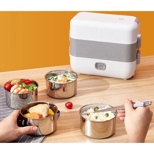 Electric Lunch Boxes For Food Container 110v 220v 2 Layers 4 Cups Portable Food Steamer Cooking Container Meal Lunch Box Warmer