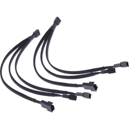 Drop Shopping 1 to 3 ways High Quality Fan Cable 4 pin PWM 1/2/5pcs Splitter Black Sleeved 26cm Extension Cable